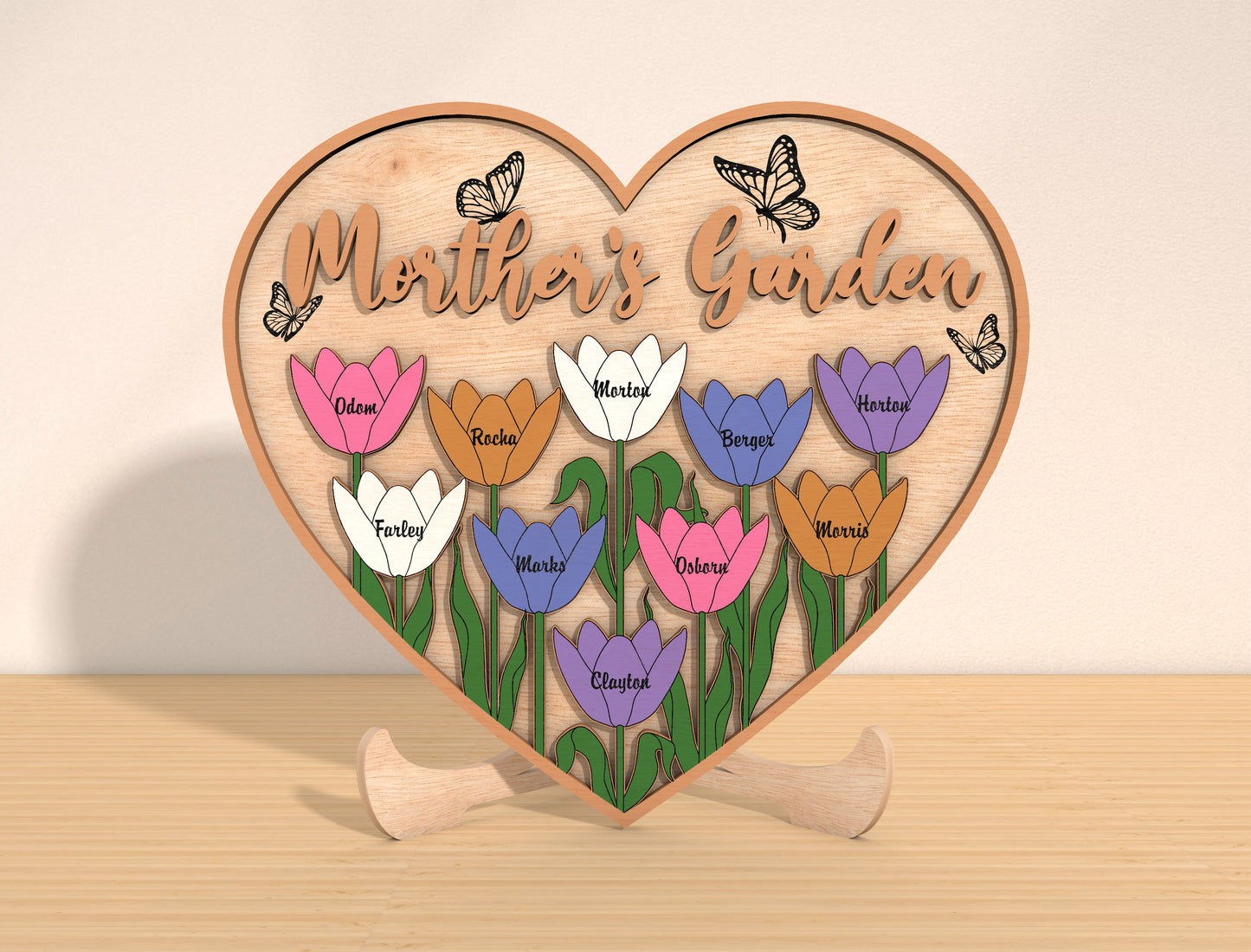 Personalized Flower Heart Family Name Sign SVG for Glowforge and xTool