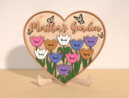 Personalized Flower Heart Family Name Sign SVG for Glowforge and xTool