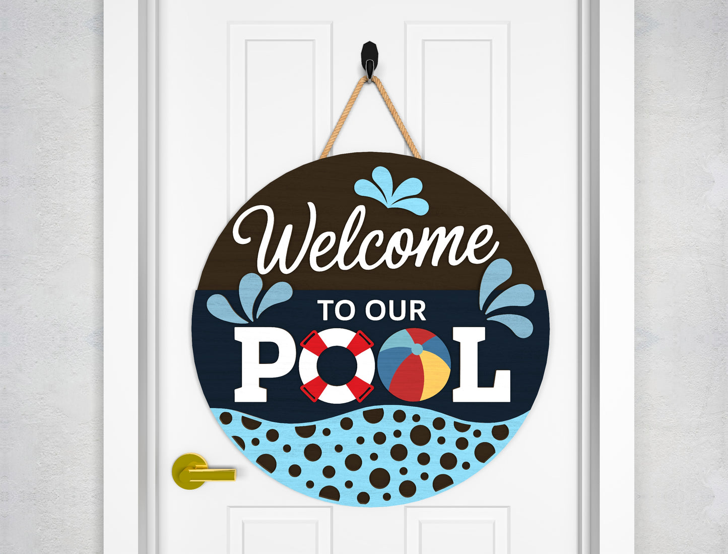 Pool Party Door Hanger SVG Bundle for Glowforge and LightBurn