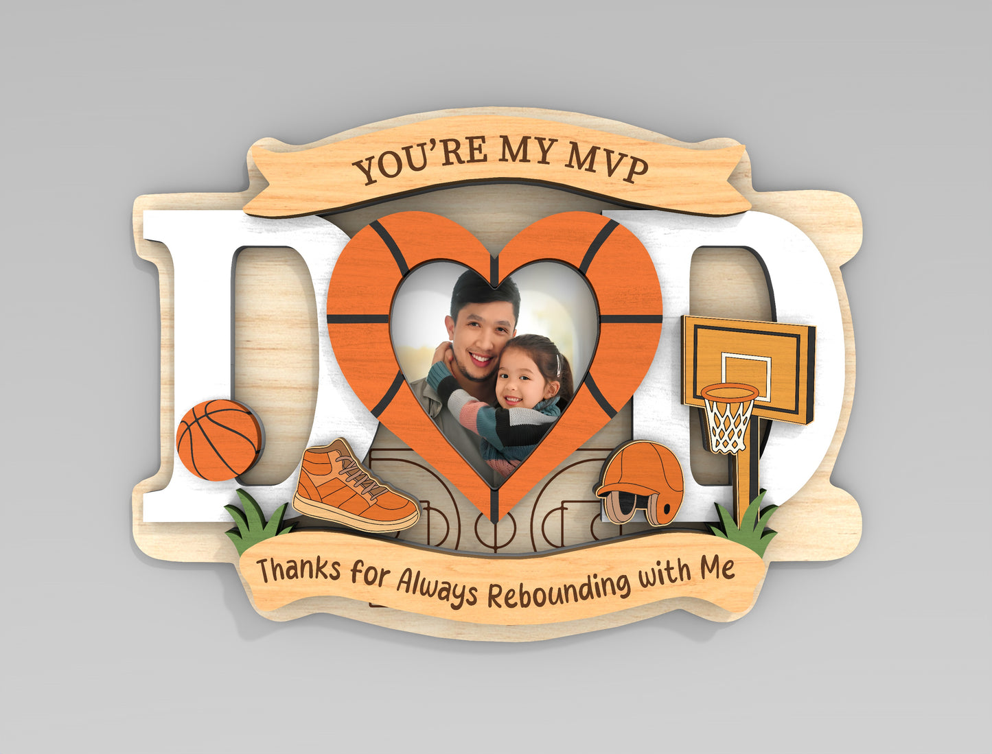 Sports Father's Day Fridge Magnet Photo Frame SVG Bundle for Glowforge and xTool