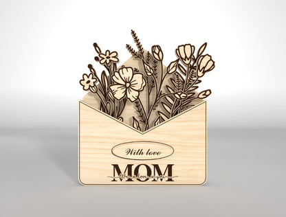 Mother's Day Gift Card Holder SVG Floral Envelope for Glowforge