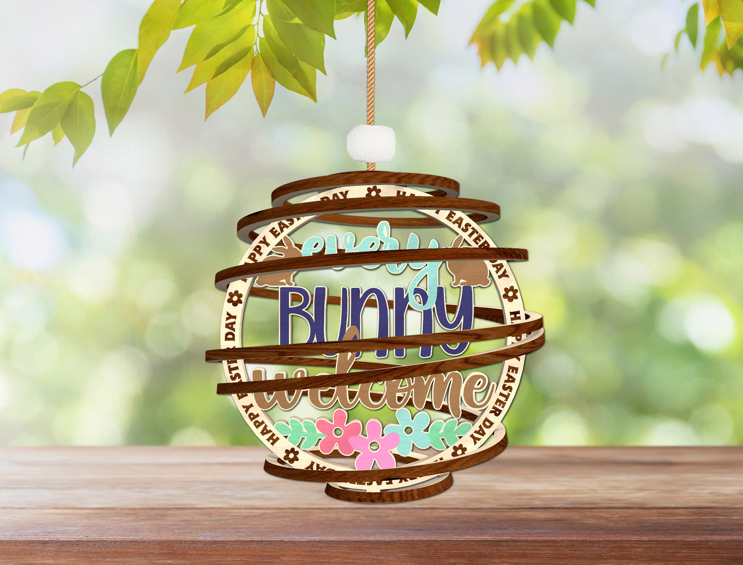 Easter Spiral Ornament SVG Happy Easter Layered Wooden for Glowforge and xTool