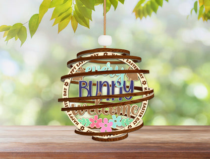 Easter Spiral Ornament SVG Happy Easter Layered Wooden for Glowforge and xTool
