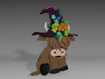 Halloween Cow Hat Witch Flower SVG Set for Glowforge xTool 2 Designs