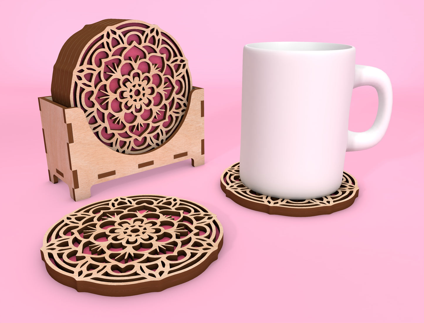Mandala Coaster SVG Bundle for Glowforge and xTool Laser Cut File
