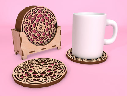 Mandala Coaster SVG Bundle for Glowforge and xTool Laser Cut File