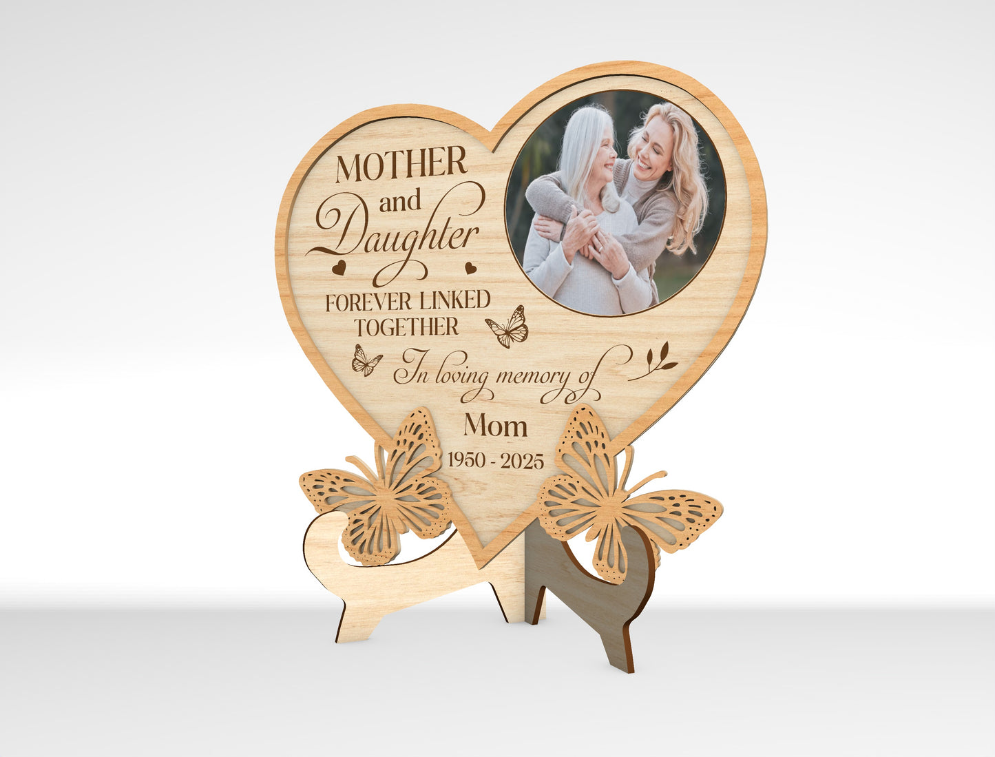 Mother Daughter Photo Frame SVG Heart Tabletop Sign Decor Laser Cut File for Glowforge, xTool, or LightBurn