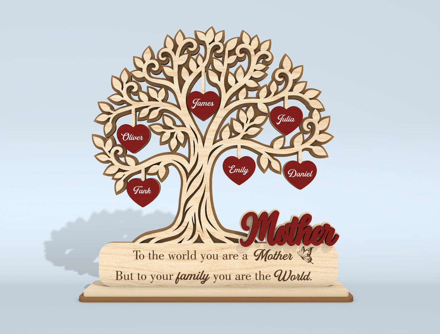 Personalized Family Tree Stand Sign SVG for Glowforge and xTool