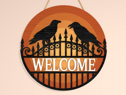Halloween Welcome Door Hanger SVG Bundle for Glowforge xTool LightBurn