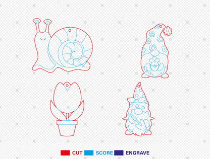 Easter Earrings SVG Bunny Butterfly Bee 12 Designs for Glowforge and xTool