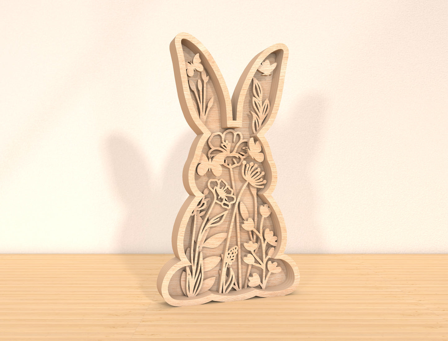 Multilayer Bunny Floral SVG Bundle 6 Layer Rabbit Nature for Glowforge