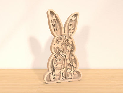 Multilayer Bunny Floral SVG Bundle 6 Layer Rabbit Nature for Glowforge