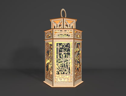Easter Jesus Lantern SVG Christian 3D Wooden Light Box for Glowforge and xTool