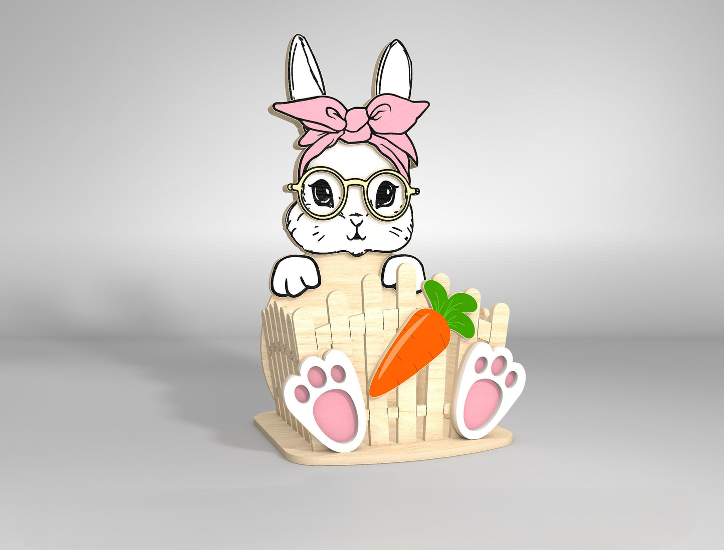 Easter Bunny Basket SVG Bundle 3D Candy Holder Wooden for LightBurn and xTool