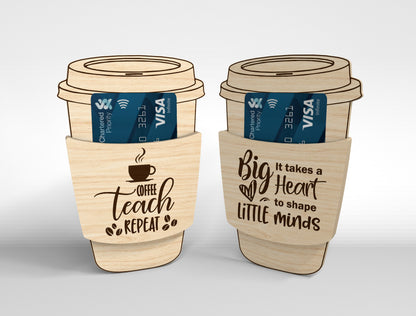 Teacher Coffee Cup Gift Card Holder SVG Bundle for Glowforge and xTool
