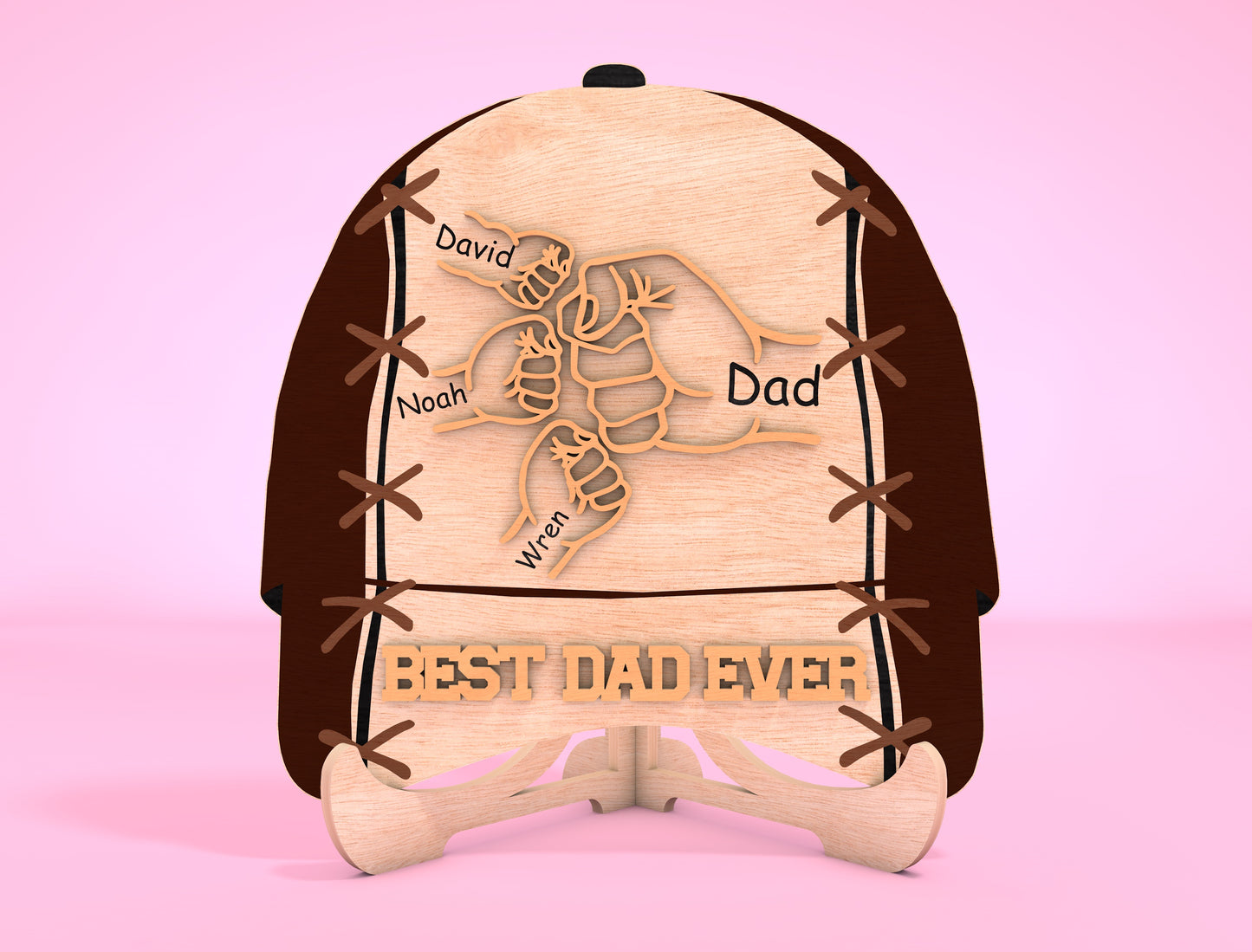 Personalized Best Dad Ever Cap Sign SVG Laser Cut File for Glowforge and xTool