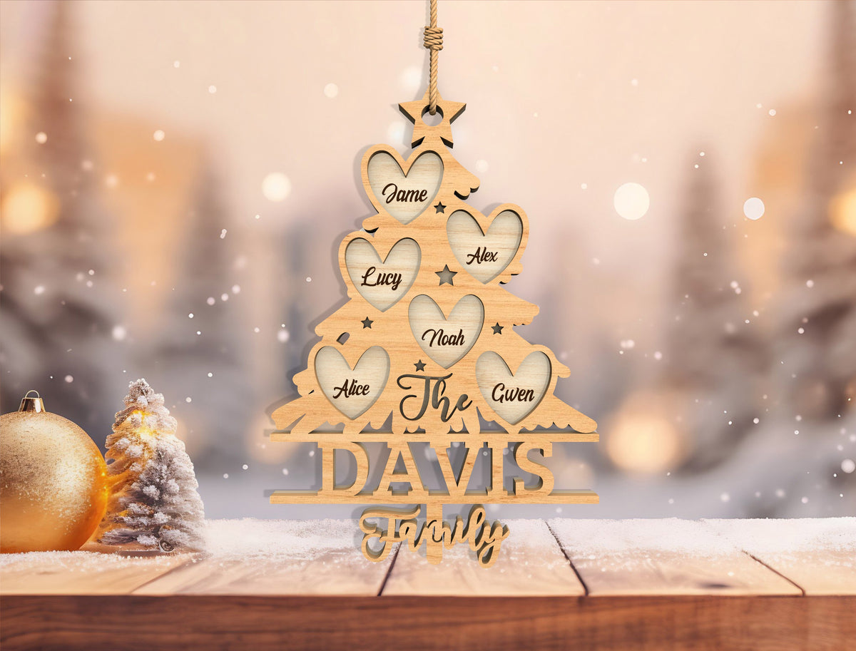 Personalized Family Tree Heart Christmas Ornament SVG 5