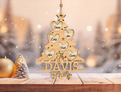Personalized Family Tree Heart Christmas Ornament SVG 5
