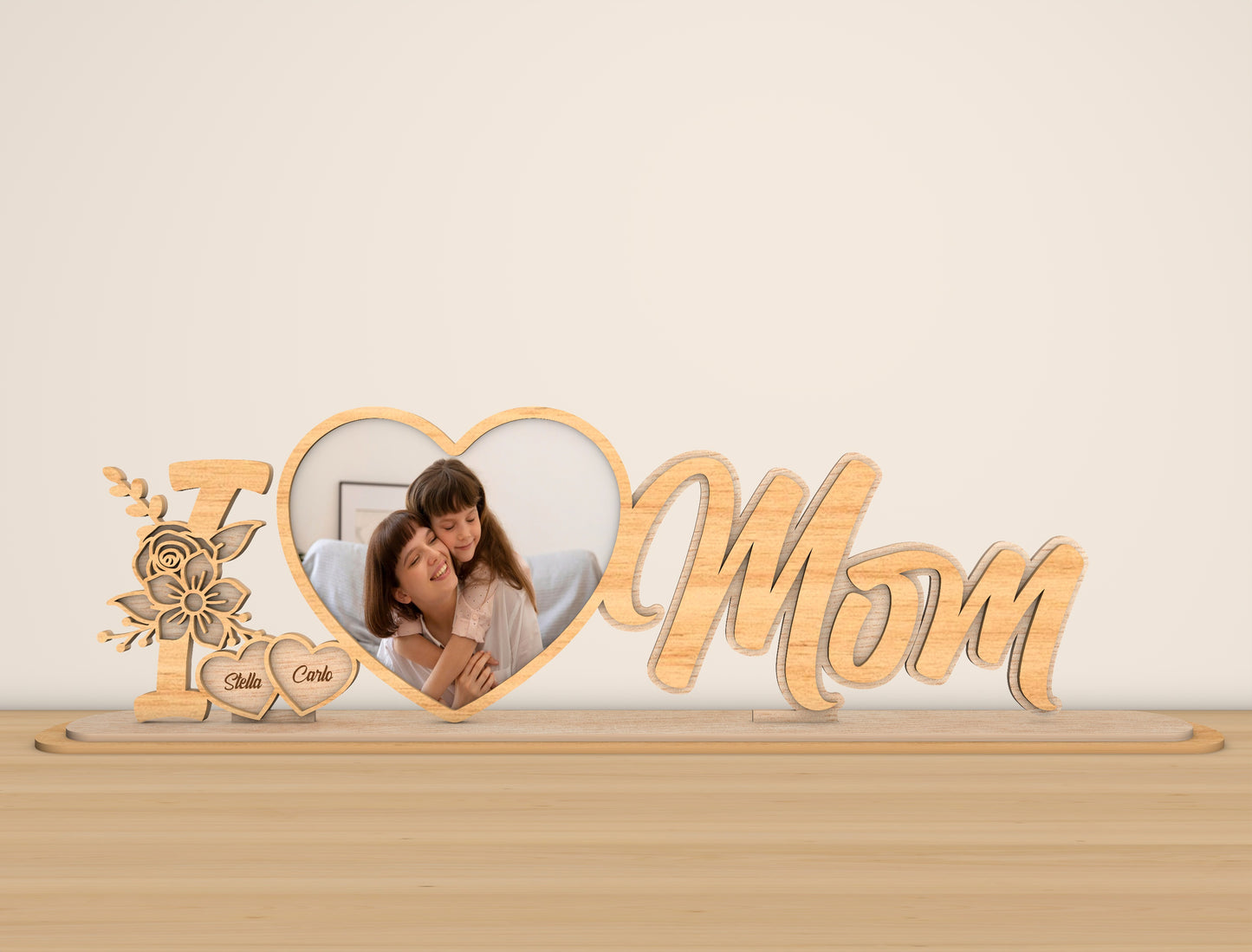 Personalized Mom Name Photo Stand SVG Bundle for LightBurn and xTool
