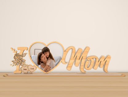 Personalized Mom Name Photo Stand SVG Bundle for LightBurn and xTool