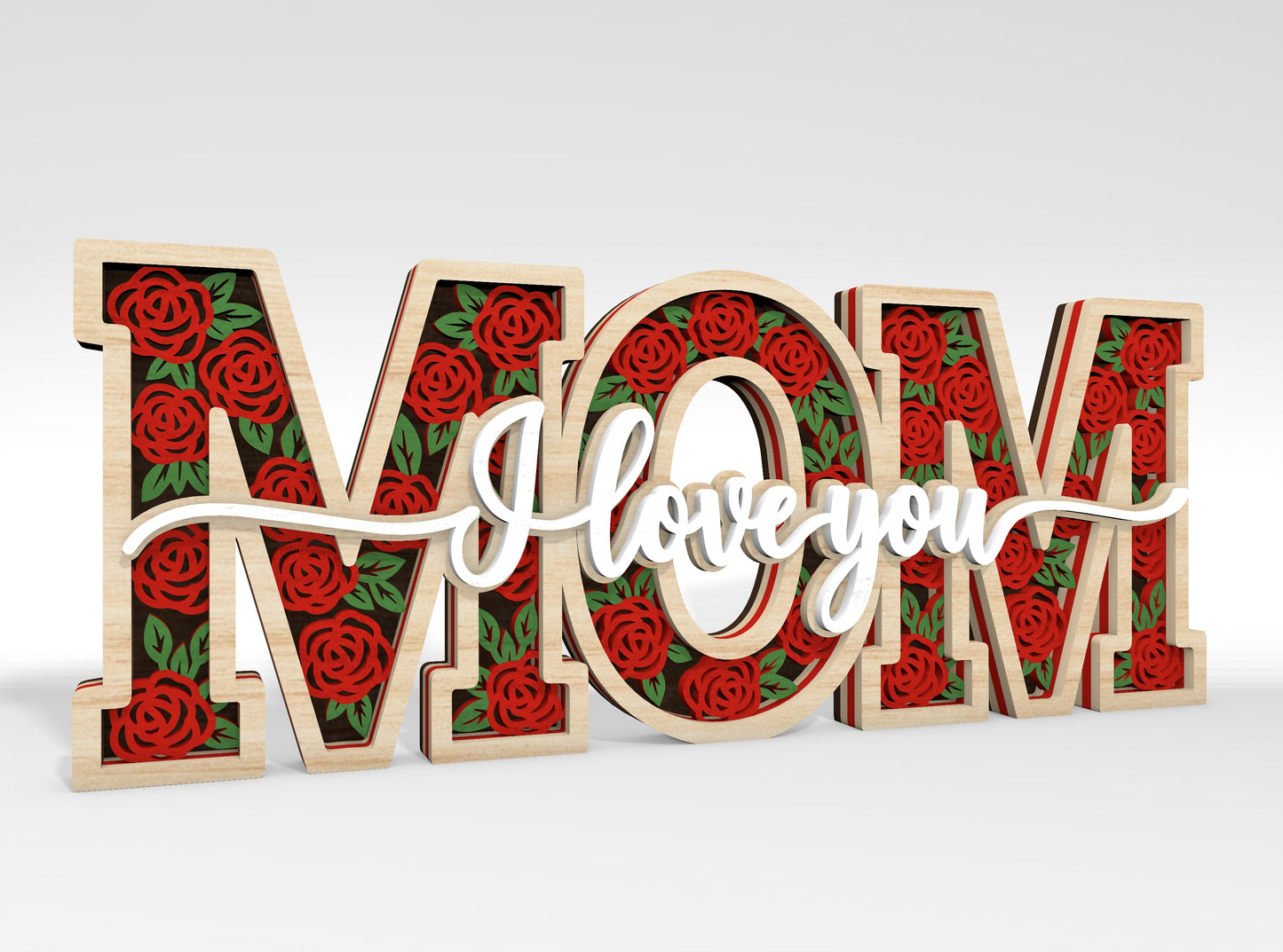 Multilayer I Love You Word Art SVG Bundle for Glowforge and xTool