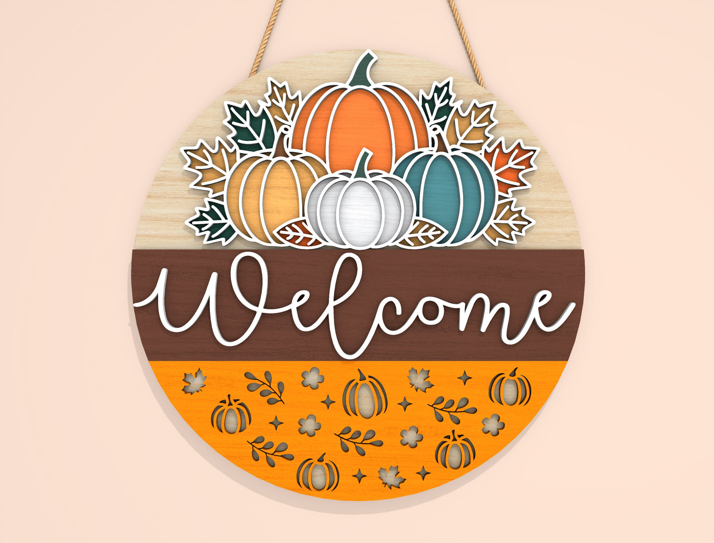 Welcome Pumpkin Gnome Door Hanger SVG Set for Glowforge xTool LightBurn | 2 Designs