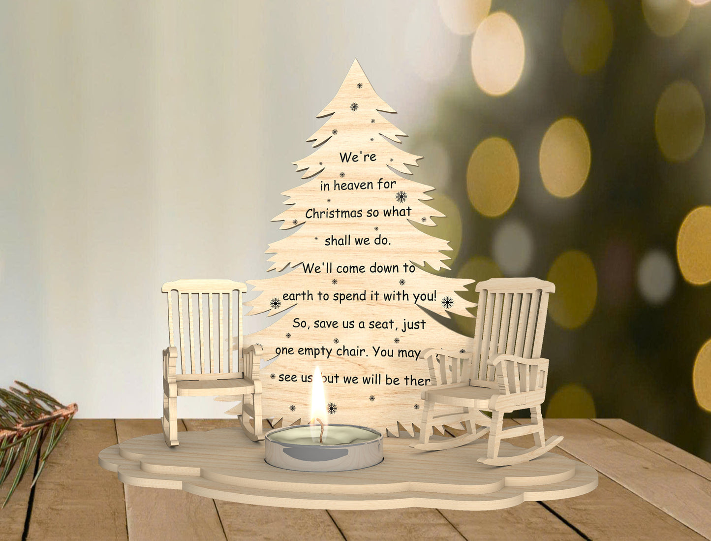 Christmas Memorial Empty Chair Candle Holder Laser Cut File | Ready to Cut | Glowforge, xTool, LightBurn, etc.