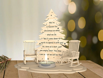 Christmas Memorial Empty Chair Candle Holder Laser Cut File | Ready to Cut | Glowforge, xTool, LightBurn, etc.