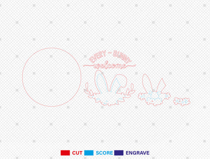 Easter Bunny Welcome Door Sign SVG Easter Day Decor for LightBurn and xTool
