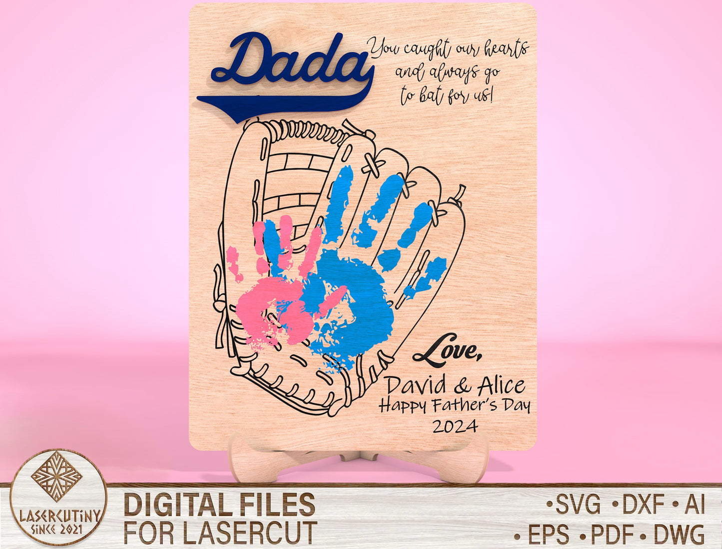 Personalized Handprint Dad Sign SVG Laser Cut File for Glowforge