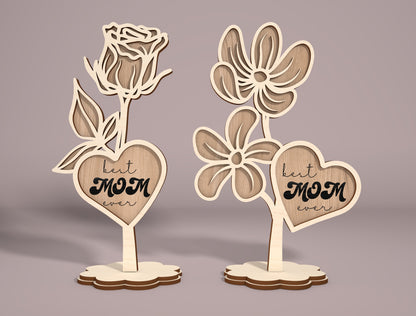 Mother's Day Flower Stand SVG Bundle 11 Designs for LightBurn and xTool
