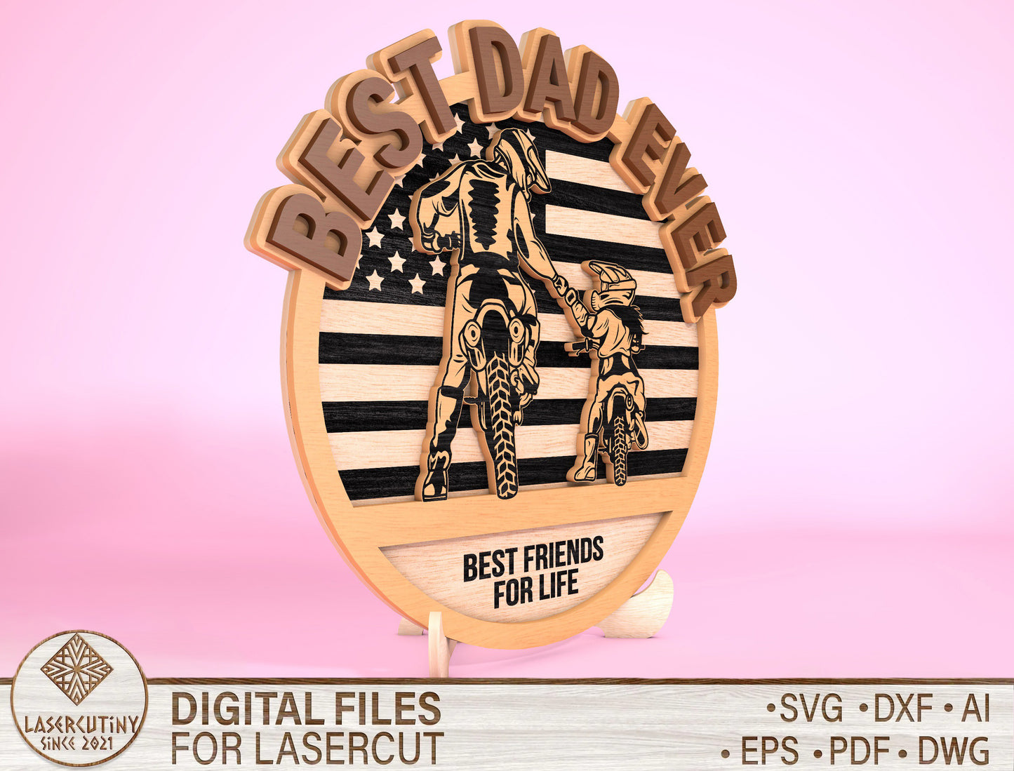 Father Son Patriotic Dad Sign SVG Laser Cut File for Glowforge and xTool