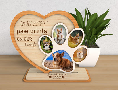 Pet Memorial Photo Frame SVG Paw Heart Tabletop Sign Laser Cut File for Glowforge