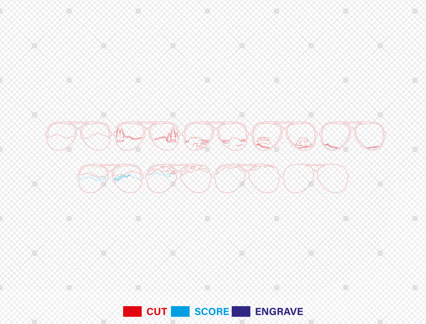 Camping Sunglasses Multilayer SVG for Glowforge and LightBurn
