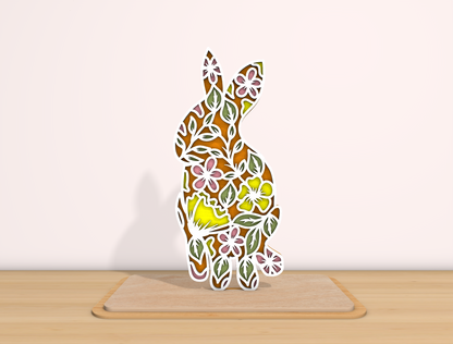 Floral Bunny SVG Bundle Colorful Rabbit Pattern Easter for LightBurn and xTool