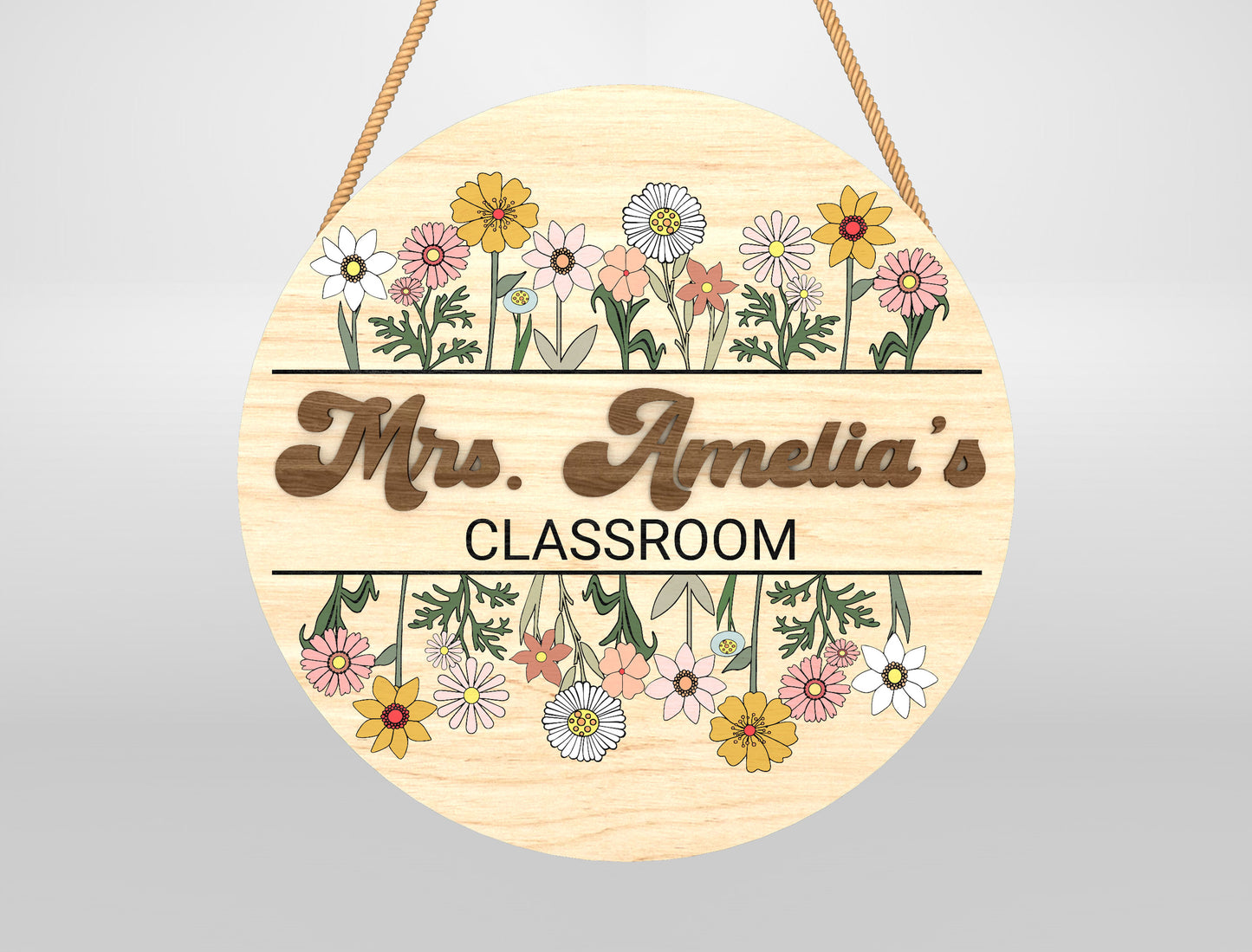 Personalized Wildflower Classroom Door Sign Laser Cut File SVG for Glowforge and xTool