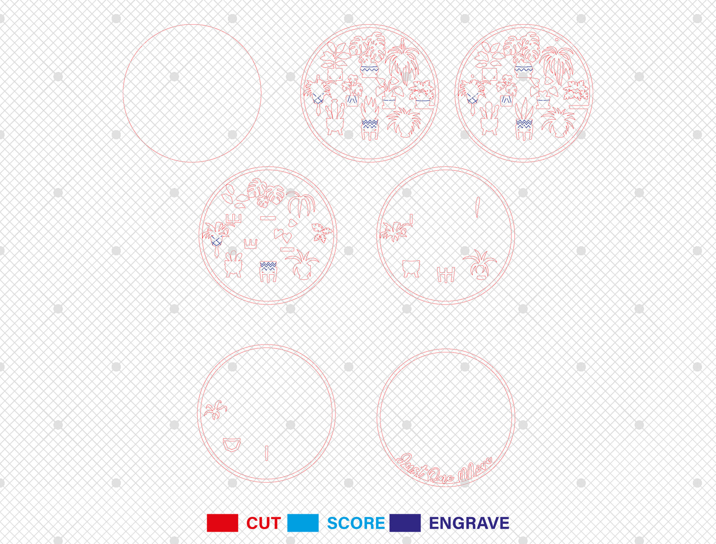 Multilayer Plant SVG Round Sign Laser Cut File for Glowforge and LightBurn