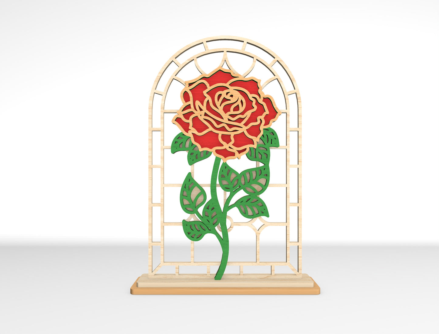 Rose Window Frame SVG Bundle Stained Glass Style Laser Cut File for xTool and Glowforge