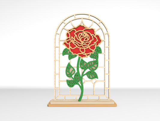 Rose Window Frame SVG Bundle Stained Glass Style Laser Cut File for xTool and Glowforge
