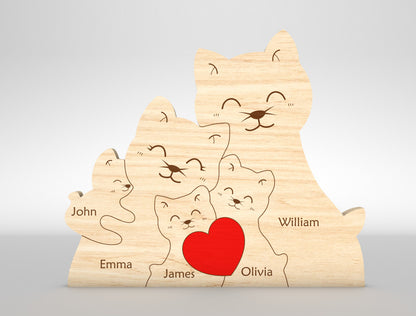 Custom Name Cat Family Puzzle Sign SVG for LightBurn and xTool