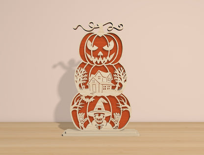 Halloween Pumpkin Stack SVG Bundle Laser Cut File | 6 Jack O Lantern Designs | Layered Wooden Decor | Glowforge, xTool, LightBurn, etc.