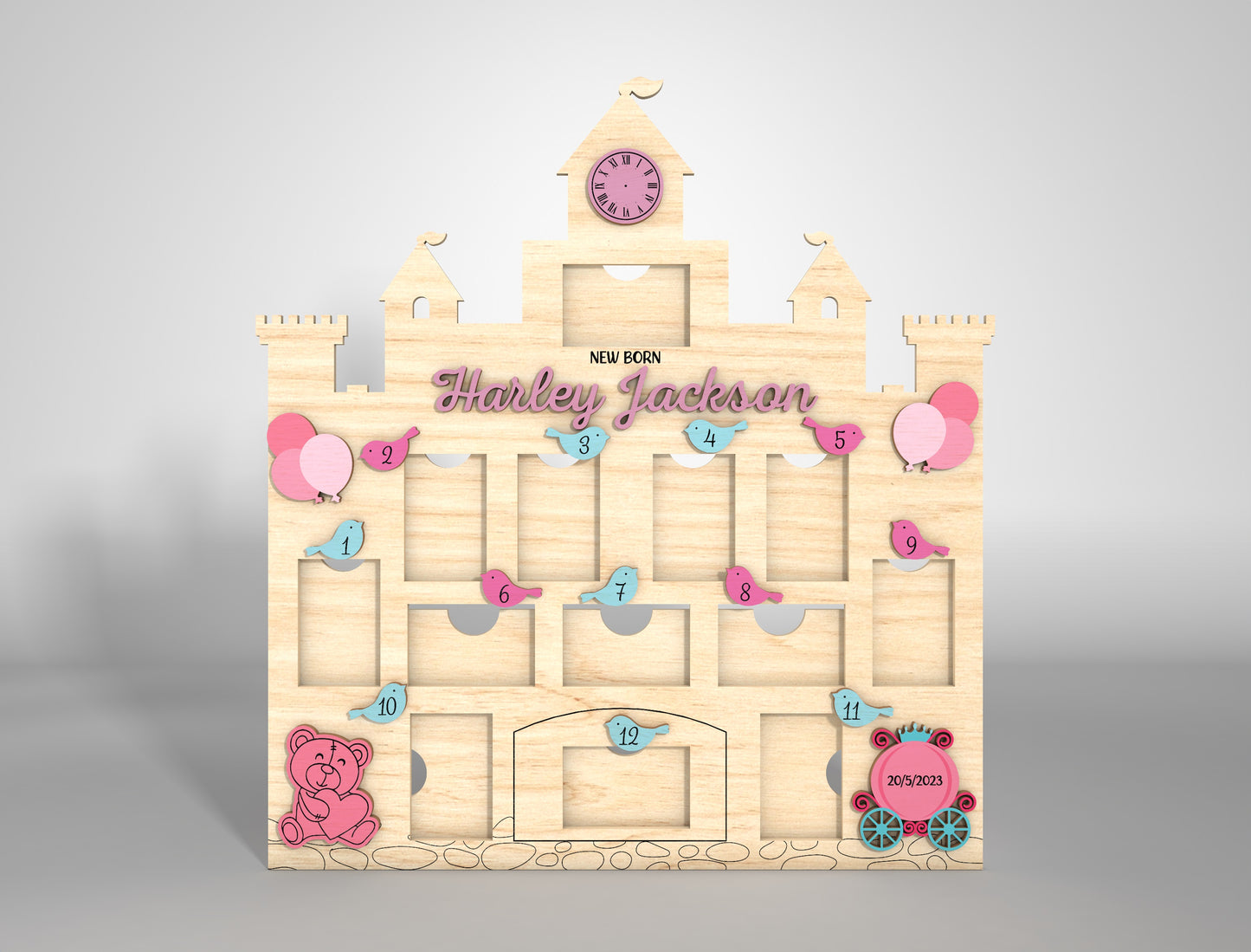 Personalized Baby Milestone Frame SVG for xTool and Glowforge