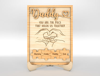 Personalized Dad Puzzle Hands SVG Laser Cut File for Glowforge