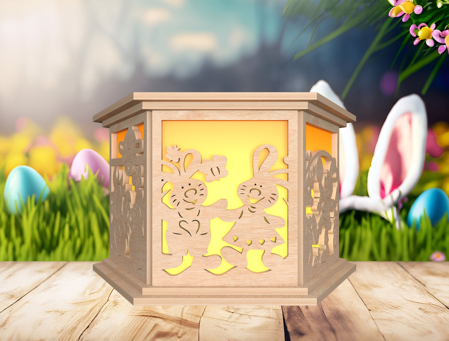 Easter Shadow Box Lantern SVG Bunny Egg Light for xTool and LightBurn