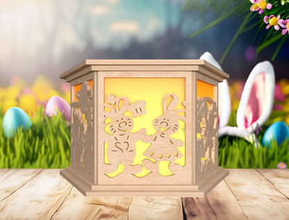 Easter Shadow Box Lantern SVG Bunny Egg Light for xTool and LightBurn