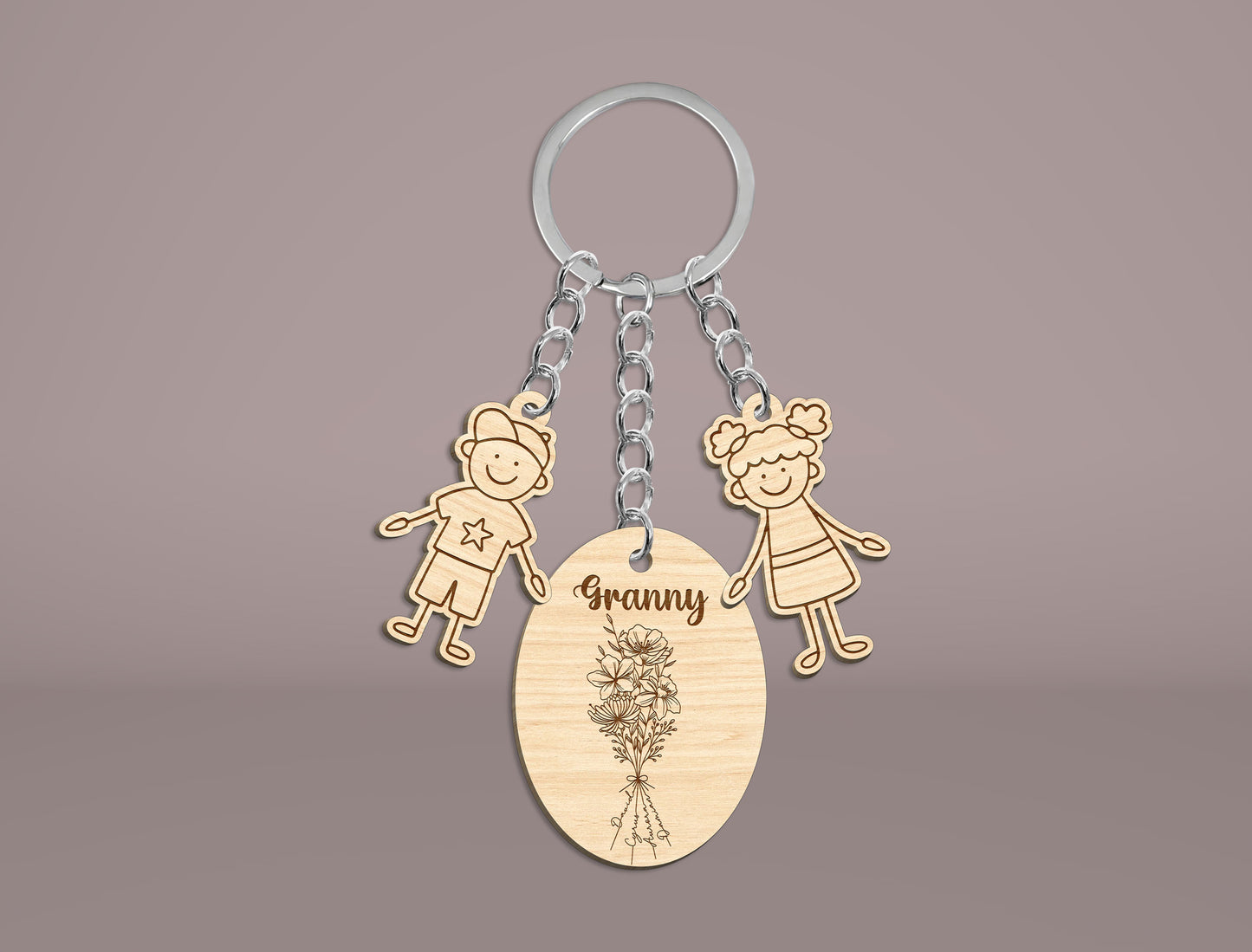 Mom Title Floral Keychain SVG Bundle for LightBurn and Glowforge