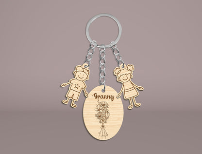 Mom Title Floral Keychain SVG Bundle for LightBurn and Glowforge