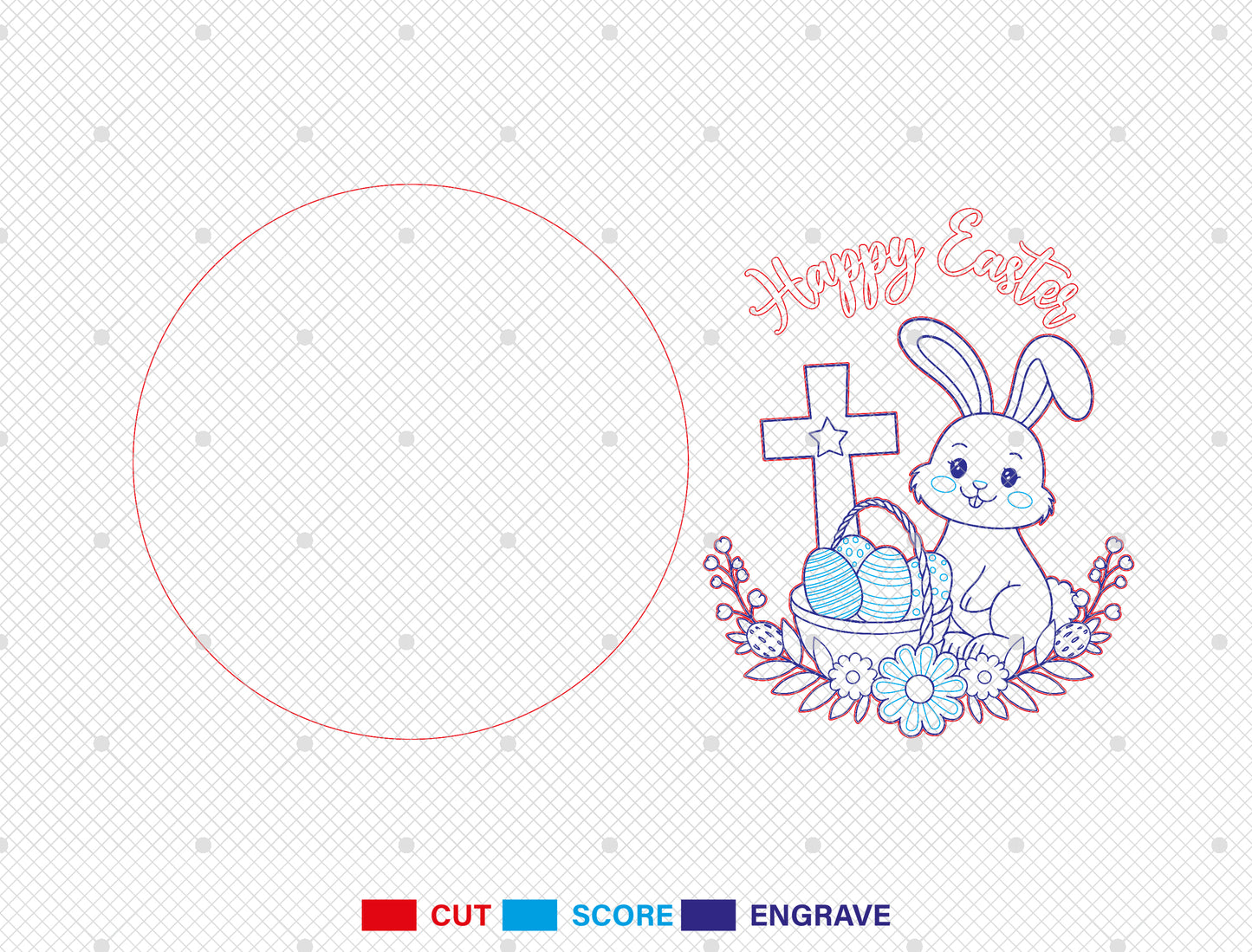 Bunny Cross Door Hanger SVG He Is Risen Rabbit Floral for LightBurn