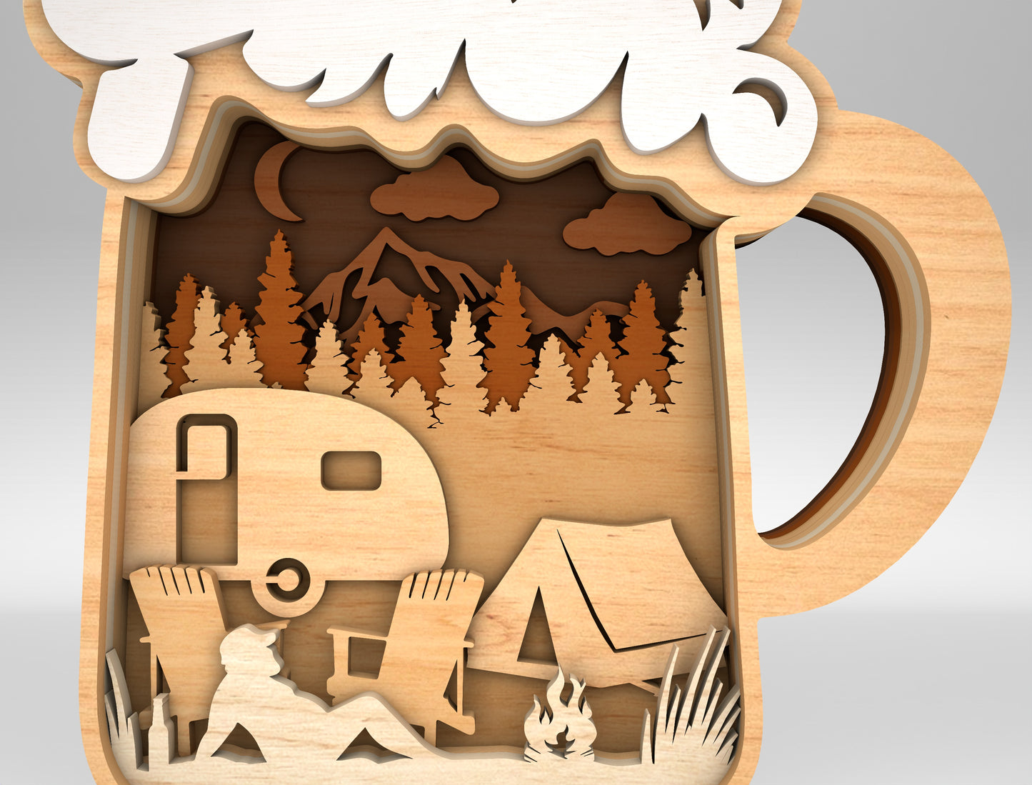 Camping Dad Beer Mug Multilayer SVG for Glowforge and xTool