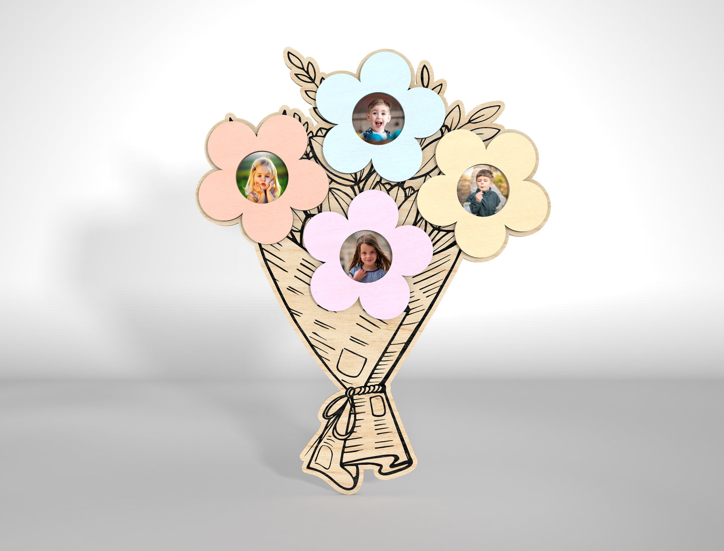 Mother's Day Flower Photo Frame SVG Bouquet for LightBurn and xTool